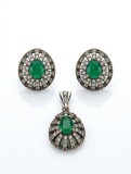 Cumpara ieftin Set Argint 925 , zRoyal Emerald, , Model Vintage cu Cristale Verzi Lacrima E i Zirconii
