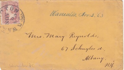 AMS @ - PLIC SUA 1861, FRANCATURĂ SIMPLĂ, francat cu 3 Cents MICHEL 18, 1861/1869 foto