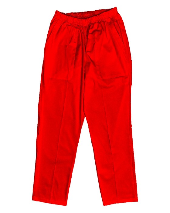 Pantaloni Medicali cu Elastic Pe Stil, Rosu cu Elastan - 4XL, talia-1-100cm