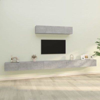 vidaXL Set dulap TV, 6 piese, gri beton, lemn prelucrat foto