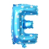 Balon folie metalizata litera e, flippy, 40 cm, cu imprimeu stelute, umflati cu heliu sau aer, ambalaj individual, pai inclus, albastru