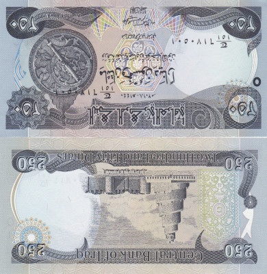 Irak 250 Dinars 2013 UNC foto