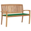 VidaXL Bancă de grădină stivuibilă cu pernă, 128,5 cm, lemn masiv tec 3063284