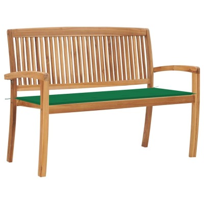 vidaXL Bancă de grădină stivuibilă cu pernă, 128,5 cm, lemn masiv tec 3063284 foto
