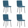 Set 4 Scaune Bucatarie Gossi, Catifea Albastra, Cadru Metal/Lemn, 45x54x83 cm, Confortabile, Design Elegant
