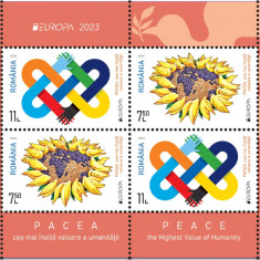ROMANIA 2023 Europa CEPT - PACEA Bloc tip II cu 4 timbre (2 serii) LP.2416a MNH
