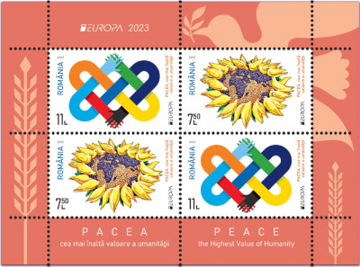 ROMANIA 2023 Europa CEPT - PACEA Bloc tip II cu 4 timbre (2 serii) LP.2416a MNH foto