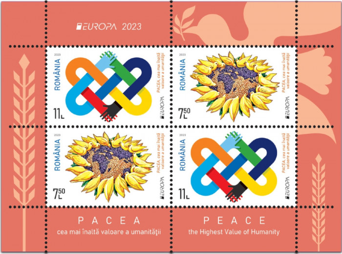 ROMANIA 2023 Europa CEPT - PACEA Bloc tip II cu 4 timbre (2 serii) LP.2416a MNH