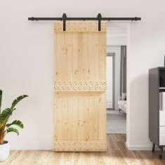vidaXL Ușă glisantă cu set de feronerie 85x210 cm, lemn masiv de pin 3202973
