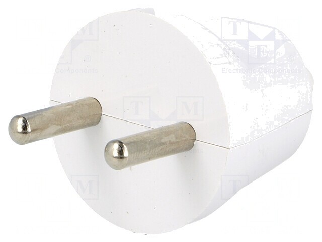 Conector Alimentare AC Tată 2P 230V 16A Alb Pe Cablu