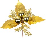 Crenguta decorativa de Craciun cu globuri aurii, MagicHome, 14 cm