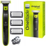 Aparat de ras OneBlade Face QP2724/10, Autonomie 45 minute, Wet &amp;amp; Dry, Negru/Verde, Philips