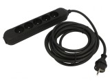Prelungitor alimentare 5 prize PVC negru 1,5m 16A