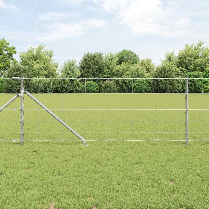 Gard pentru c&acirc;mp Argintiu 100 x 0.8 m Oțel galvanizat