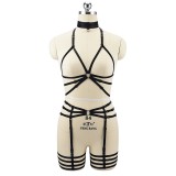 F885-1 Set 3 piese lenjerie fetish din benzi elastice reglabile