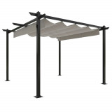 Cumpara ieftin Pavilion gradina, acoperis retractabil, crem, 3x3 m
