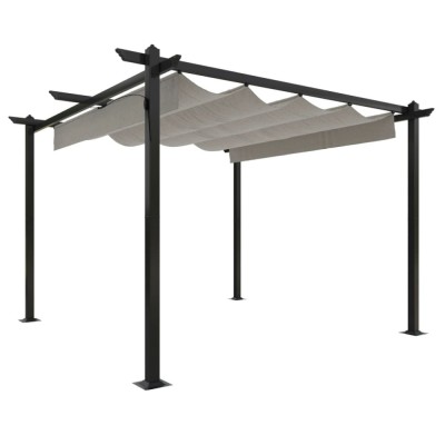 Pavilion gradina, acoperis retractabil, crem, 3x3 m foto