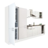 Mobilă de bucătărie modulară Leziter Yorki 330, Lățime 300 cm, Alb, PAL laminat 16 mm, Blat HPL 38 mm