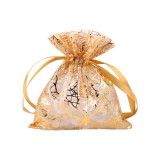 Saculet organza cu lurex pentru cadou Crisalida, 10 x 13 cm, Auriu