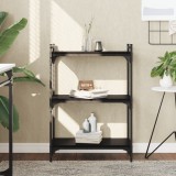 Biblioteca Gossi Neagra cu 3 Niveluri, 60x30x86 cm, Lemn Prelucrat si Metal