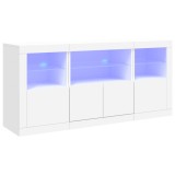 Servanta cu lumini LED, alb, 142,5x37x67 cm