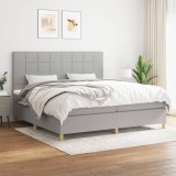 Cumpara ieftin Pat box spring cu saltea, gri deschis, 200x200 cm, textil