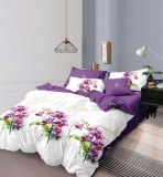 Cumpara ieftin Lenjerie Pat Lover Sf215, Bumbac, 6 Piese, Fara Elastic, Alb, Imprimeu, Lila