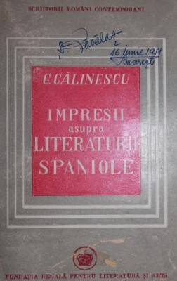 IMPRESII ASUPRA LITERATURII SPANIOLE foto