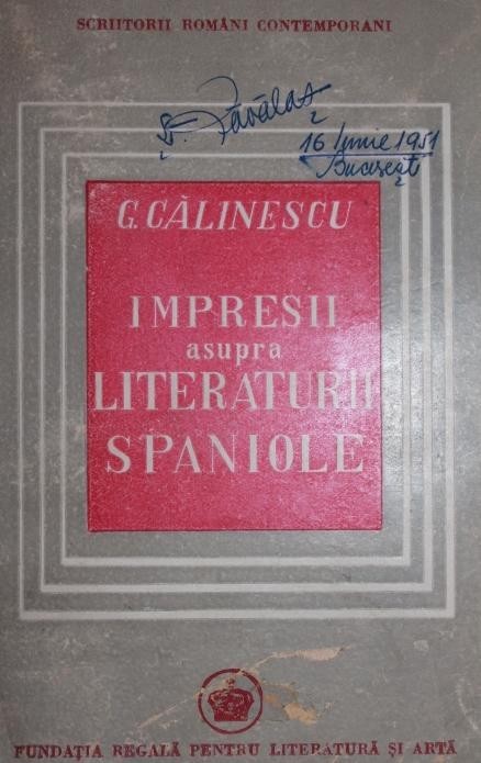 IMPRESII ASUPRA LITERATURII SPANIOLE