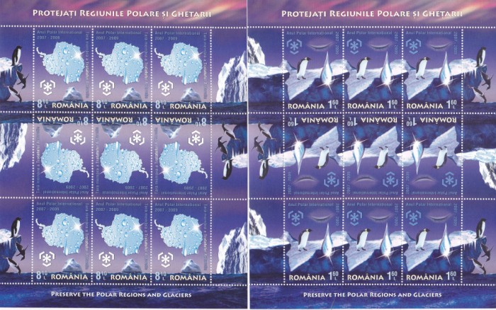 ROMANIA 2009 L.P 1829c PROTEJATI REGIUNILE POLARE SI GHETARII MNH**