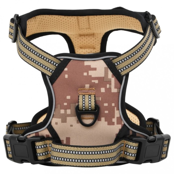 Gossi ham pentru caini cu plumb si guler, reglabil, camuflaj maro, m