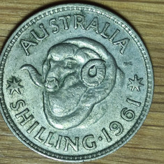 Australia -moneda de colectie- 1 Shilling 1961 argint - Elisabeta - XF superba !