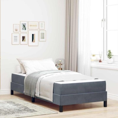 vidaXL Pat boxspring cu saltea Gri &amp;icirc;nchis 100 x 200 cm Catifea 3398672 foto