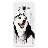 Husa silicon pentru Samsung Grand Prime, Husky Dog Watercolor Illustration