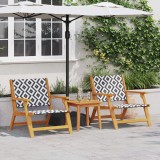 VidaXL Scaune de grădină 2 bucăți Alb și Negru 76x67x73 cm Lemn masiv de acacia