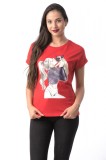 Cumpara ieftin K301-3 Tricou cu maneca scurta si imprimeu cu fata si caine