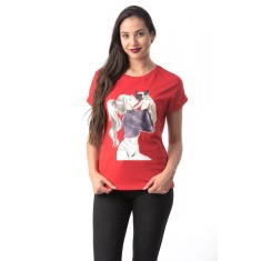 K301-3 Tricou cu maneca scurta si imprimeu cu fata si caine