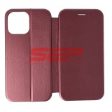 Husa Flip Tip Carte iPhone 13 Pro Max, Protectie 360, Piele Ecologica, Interior Silicon, Functie Stand, Culoare Wine