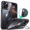 Husa MagSafe pentru Apple iPhone 16 Pro, ESR, Classic Hybrid Kickstand Slide, Neagra Transparenta