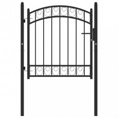 Poarta de gard cu arcada, negru, 100x100 cm, o?el foto