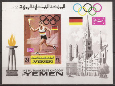 YEMEN SPORT J.O. DE VARA 1972 ( colita nedantelata ) MNH foto