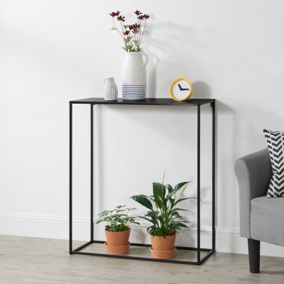 Masa consola de perete CleoB 92 x 80 x 32 cm negru mat [en.casa] HausGarden Leisure foto