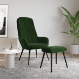 VidaXL Scaun de relaxare cu taburet, verde &icirc;nchis, catifea