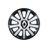 Set 4 capace roti Flash Gri-Negru R14 pentru gama auto Renault, Autohelix MSA