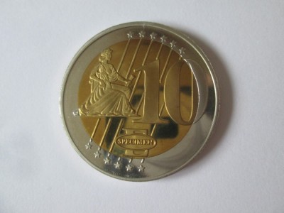 Vatican 10 Euro 2007 UNC Specimen moneda test/probă,diametrul=40 mm,greutate=26 grame foto