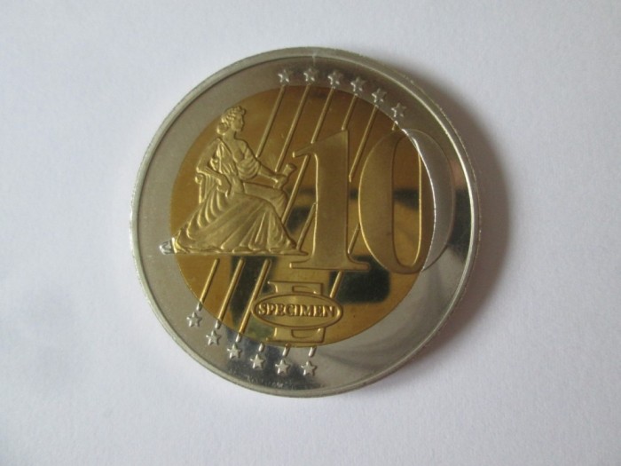 Vatican 10 Euro 2007 UNC Specimen moneda test/probă,diametrul=40 mm,greutate=26 grame