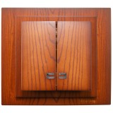 Intrerupator dublu, cu indicator luminos, Mono Electric Larissa, incastrat, rama inclusa, cires