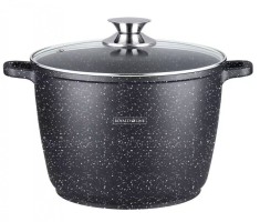 Oală marmorată &icirc;naltă cu capac, 28 cm, 10.2L &ndash; Royalty Line RL-AD-28ML, ideală pentru sarmale