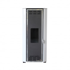 Pachet Termosemineu pe peleti Fornello Camino Rossi 25 kW, pompa Grundfos, vas expansiune, arzator inox, alb, A+,Kit evacuare 3.5 ml, Boiler Termoelec