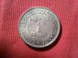 Moneda Franta 1 Franc 1922 bronz Necirculat , A 3a Republica , revers Mercur, Europa